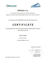 Сертификат Sobriety s.r.o. для ГЕО-НДТ на дистрибуцию измерительной системы MercuryRT
